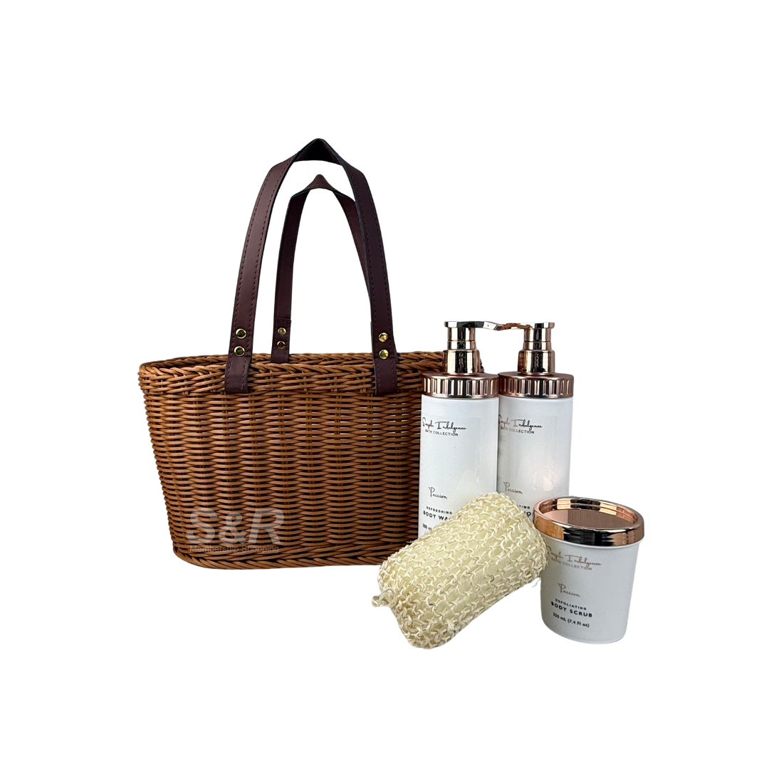 Simple Indulgence Bath Gift Set with Rattan Bag